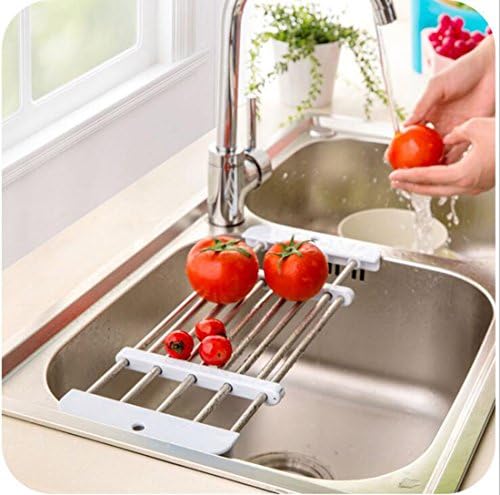 Drain Rack for Sink Adjustable Length Multifunction Made of Quality Stainless Steel &amp;ABS Resin