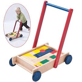 Dominoes Wooden Baby Walker With Building Blocks