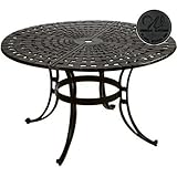 Windham Castings Scroll Dining Table With 48 Inch Round Woven Table, Black