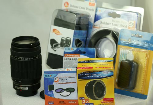 Pentax SMC DA-L 55-300mm f/4-5.8 Telephoto Lens Kit With 2X Converter 110-600mm , Set of 3 Filters , Hood , Extended Warranty , Case , Cap Keeper , Cleaning Kit