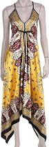 Silk Feel Handkerchief Hem Criss Cross Back Adjustable Maxi / Long Dress ( Free Shipping ! )