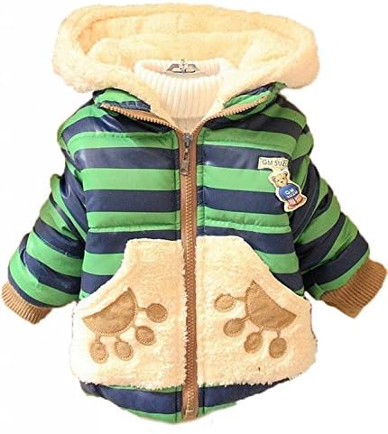 Boy Girl Kid Winter Jackets Baby Teddy Bear Hoodie Fleece Coat Outerwear 1T-3T (140(2T-3T), Green)