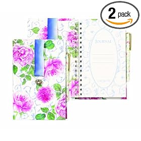 Lady Jayne Ltd. Journal With Ribbon Bookmark And Pen, Diana Design (Pack of 2)