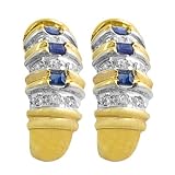 0.25 Cttw Sapphire & 0.25 Ct Diamond 14 Karat Yellow Gold Latticework Earrings