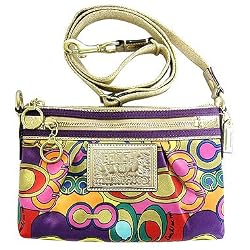 Coach Signature Poppy Glam Swingpack Messenger Bag 43284 Gold Multi