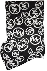 Women's Michael Kors 2 Piece Scarf and Hat Set Black/Cream