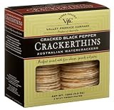 Valley Produce Company Crackerthins, Cracked Black Pepper, 5.3-Ounce Boxes (Pack of 4)