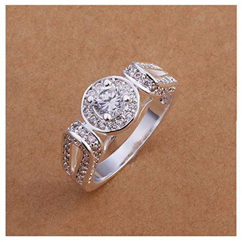 NYKKOLA New Unique Design 925 Silver Crystal Diamond Wedding Engagement Ring