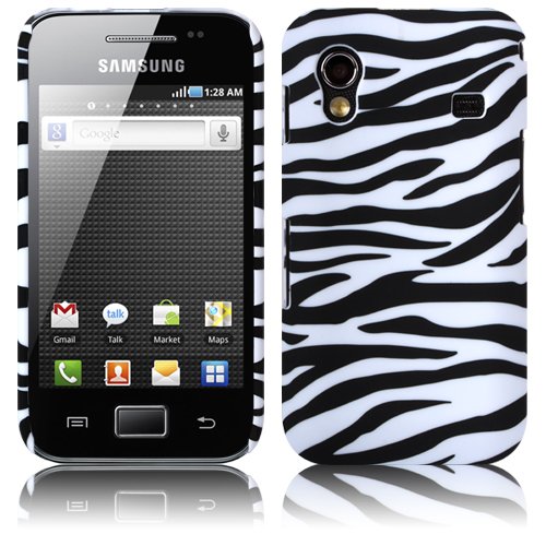 Shop4 White & Black Zebra Print Hard Back Cover Case Skin for Samsung Galaxy Ace S5830 Mobile Phone