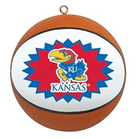 KANSAS JAYHAWKS Mini-Replica NCAA Basketball CHRISTMAS ORNAMENT (Star Design)