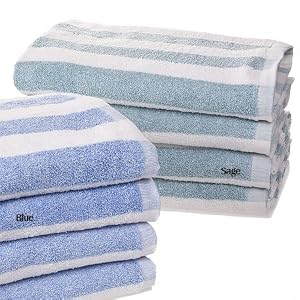 Cabana Stripe Bleach Resistant Bath Towel Set, Blue by