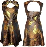 PLUS SIZE SHIMMERY BRONZE & GOLD A-LINE SATIN VINTAGE HALTERNECK “ASOS” 60S PARTY DRESS SIZES 20-26