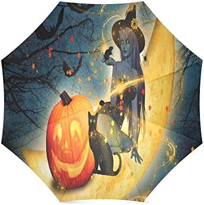 Happy Halloween's Day Gifts Scary Ghosts Pumpkin Custom Folding Portable Outdoor Rain /Sun Umbrella Beach Travel Shade Sunscreen For Women/Men