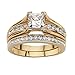 Palm Beach Jewelry Princess-Cut White Cubic Zirconia 14k Gold-Plated 2-Piece Channel Bridal Ring Set Size 9