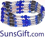 Magnetic Hematite Bracelet Necklace Silver Chain Blue