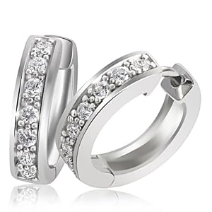 Goldmaid - Me O447S - Boucles d'Oreille créoles Femme - Argent 925/1000 - Tour 10 Oxyde de Zirconiums Blancs