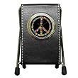 Pen Holder Desk Clock of Peace Symbol with Flowers in 60s Colors