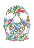 Stencil Swirling Sugar Skull Pop Art Print Poster by Simon Heathcote (OTW031)