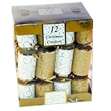 Box of 12 Gold Christmas Crackers Decorations Brand New
