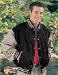 Denim and Twill Letterman Jacket with Cotton Lining