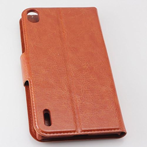 New Fashion Luxury Folio Flip Id Card Pu Leather Stand Case Cover for Huawei Ascend P7 (Brown)