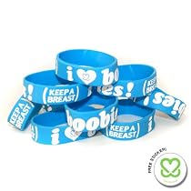 Keep-A-Breast 1 Inch I Love Boobies Bracelet Blue/White