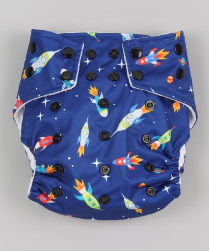 Royal Fluff Reusable Cloth Eco-friendly Diaper - One Size (Rocket Ship Pocket)