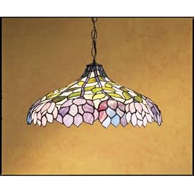 Meyda Tiffany Wisteria Flowers and Green Leaves Tiffany Pendant Light - MEY-30449 by Meyda