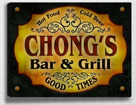Chong's Bar & Grill 14'' x 11'' Collectible Stretched Canvas (family gift ideas)