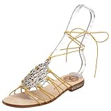 Modern Vintage Women's Fada Ankle Wrap Jeweled Flat Sandal