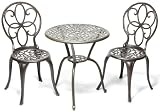 Alfresco Home Fleur De Lis Bistro 23-1/2-Inch Table and Chairs Set, Charcoal Finish