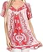Sakkas Brinks Caftan Cap Sleeve Blouse Top Cover Up With Tribal And Floral Print