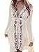 Yonala Women Vintage Flower Embroidery Drawstring Beach Dress Swimsuit Cover Up