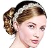 Babeyond Elegant Luxury Handmade Crystal Rhinestone Jewelry Beads Bridal Wedding Evening Pageants Proms Birthday Christmas Gift Headband Satin Ribbon Hairband Headwrap Hair Band Accessory White