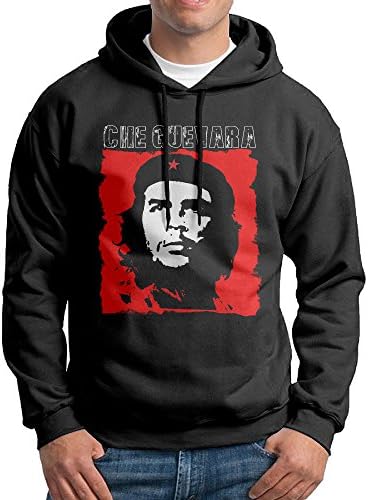 He Guevara Revolution Pop Culture Icon Symbol Rebellion Mens Lightweight Pullover Hooded Sweatshirt Black