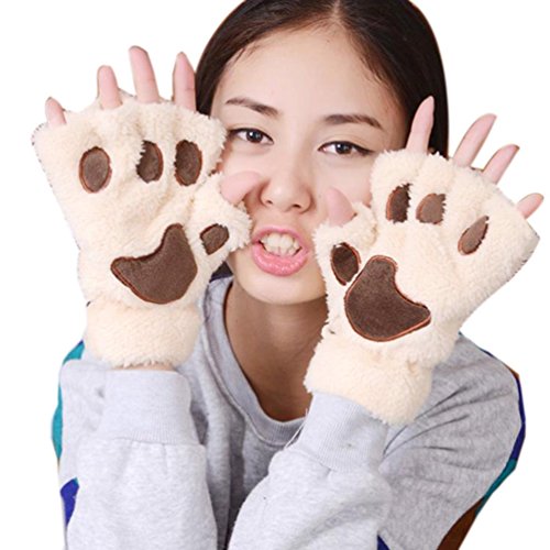 Zeagoo Women's Cute Little Gift Costume Cat Paws Fingerless Gloves