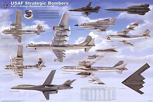 Laminated USAF Strategic Airplane Bombers Educational Military Chart Poster 36 x 24in