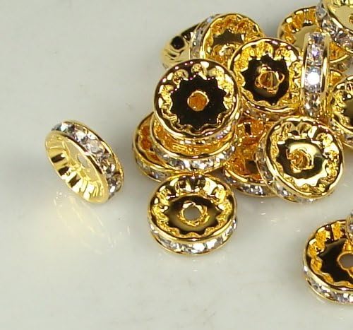 12mm Rhinestone Disc Beads Gold 20pcs