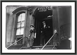 Historic Print (L): [J.J. Astor and Miss M.T. Force walking down steps outside building]