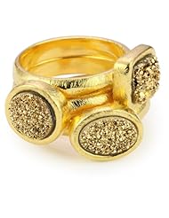 Marcia Moran "Illume" Titanium Druzy Set of Three Stackable Rings, Size 7