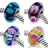Pugster 4 Pc Glass Beads 925 Sterling Silver Jewelry Fits Pandora Charm Bracelet