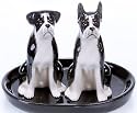 Salière et Poivrière - LES CHIEN DE BOXEUR noire - -avec un plat noir