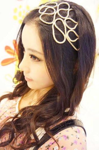 Blueskyseller Beautiful Girl Love Hollow Out Lace Braided Gold Head Band (Hollow Out)