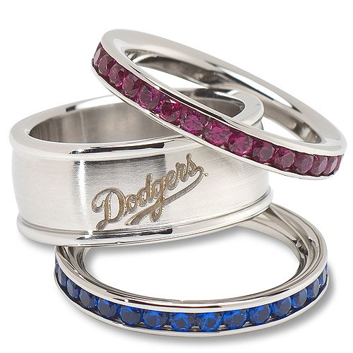 Los Angeles Dodgers Crystal Logo Stacked Ring Set By Logoart® Ring Size 7