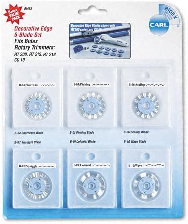 CARL Products - CARL - Bidex Replacement Blades for Rotary Trimmers, Assorted Cuts, 6/Set - Sold As 1 Set - Premium steel blade. - Delivers a precise cut. - Ideal for creating cards, scrapbook pages and a lot of other projects.