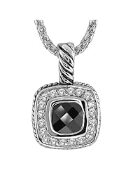 4.00 Ct Black & White Cubic Zirconia Square Pendant Necklace With 16" + 3" Chain