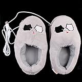 Docooler Cute Grey Piggy Plush USB Foot Warmer Shoes Electric Heat Slipper