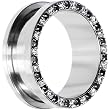 26mm Stainless Steel Black Clear Gem Screw Fit Tunnel