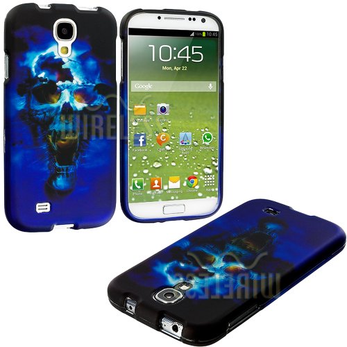myLife (TM) Scary Blue Fanged Skull Series (2 Piece Snap On) Hardshell Plates Case for the Samsung Galaxy S4 "Fits Models: I9500, I9505, SPH-L720, Galaxy S IV, SGH-I337, SCH-I545, SGH-M919, SCH-R970 and Galaxy S4 LTE-A Touch Phone" (Clip Fitted Front and Back Solid Cover Case + Rubberized Tough Armor Skin)