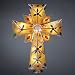 Lighted Amber Capiz Cross with Multi Gems Christmas Tree Topper - Clear Lights